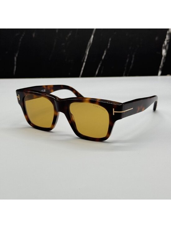 NEW TOM FORD CAINE-02 TF1280 53E HAVANA/YELLOW WOMEN SQUARE SUNGLASSES FT1280/S